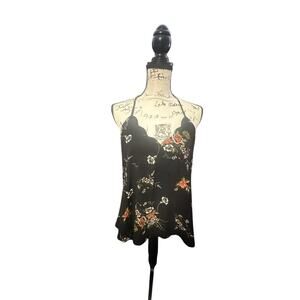 Lush Floral Scalloped Halter Cami Top - Size M